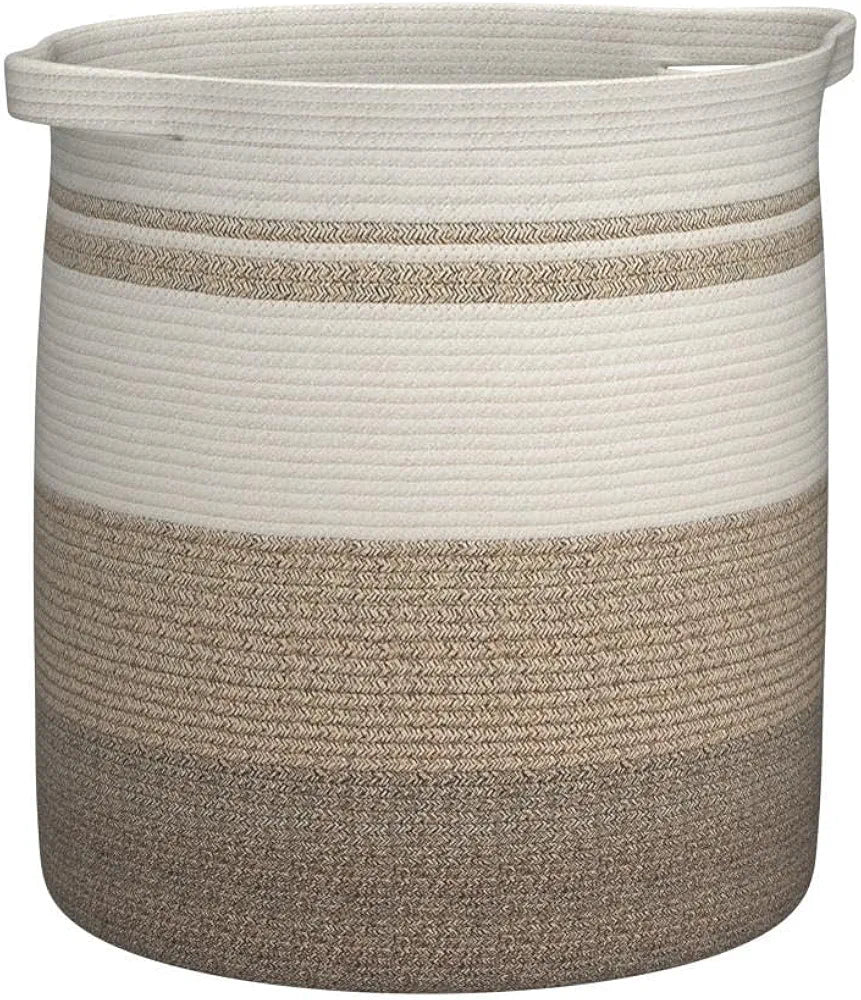 OIAHOMY Laundry Hamper 80L Woven Cotton Rope Basket with Handles for Clothes Toys Blankets Storage