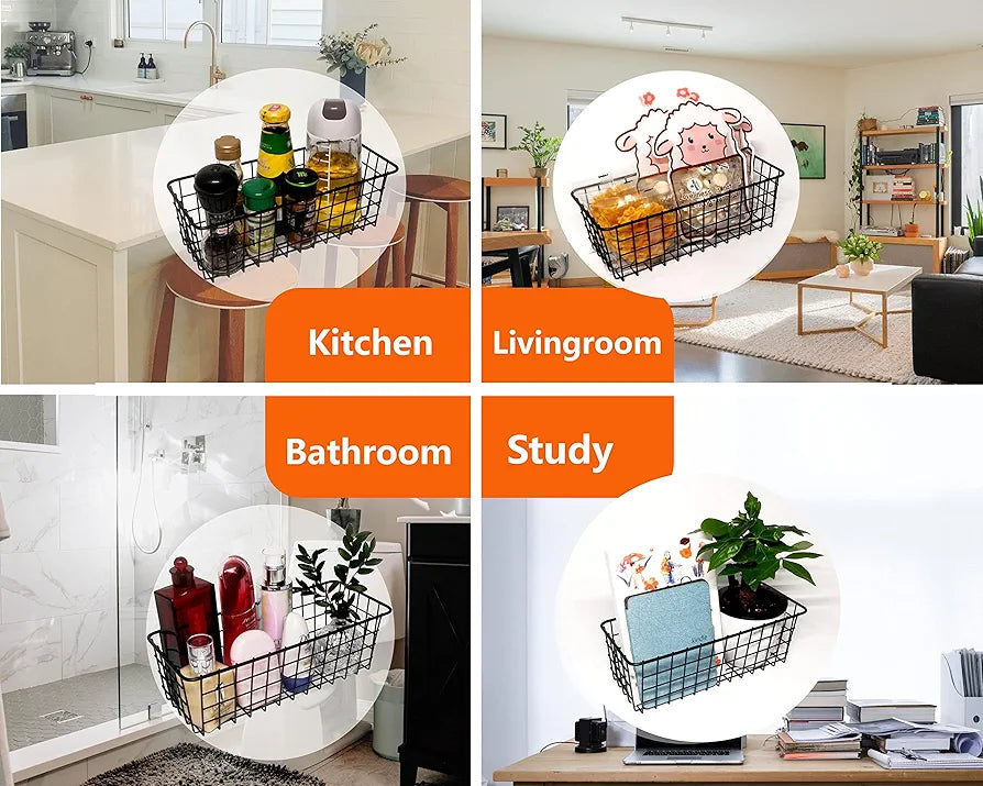 Joben Oligey Hanging Wire Baskets Wall Mount Metal Storage Bin for Kitchen Pantry Bathroom Laundry and RV Organization
