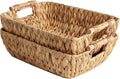 StorageWorks Wicker Storage Baskets Water Hyacinth Large Organizer with Wooden Handles for Home Organization 2-Pack