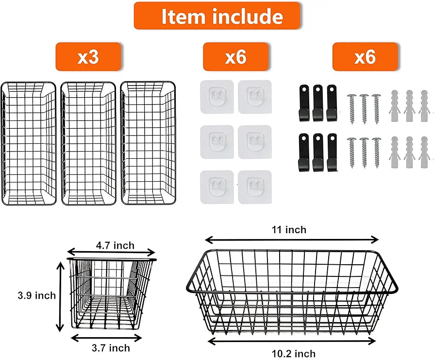 Joben Oligey Hanging Wire Baskets Wall Mount Metal Storage Bin for Kitchen Pantry Bathroom Laundry and RV Organization