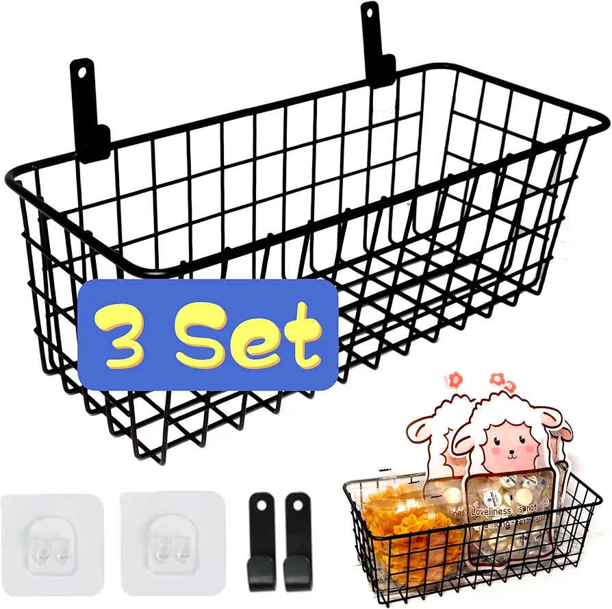 Joben Oligey Hanging Wire Baskets Wall Mount Metal Storage Bin for Kitchen Pantry Bathroom Laundry and RV Organization