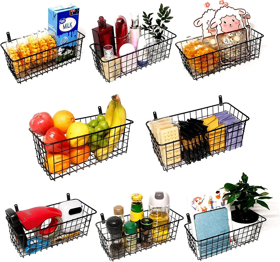 Joben Oligey Hanging Wire Baskets Wall Mount Metal Storage Bin for Kitchen Pantry Bathroom Laundry and RV Organization