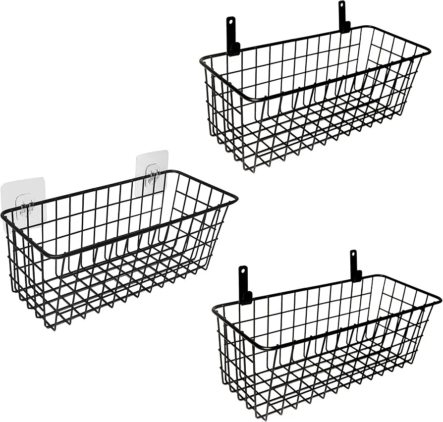 Joben Oligey Hanging Wire Baskets Wall Mount Metal Storage Bin for Kitchen Pantry Bathroom Laundry and RV Organization